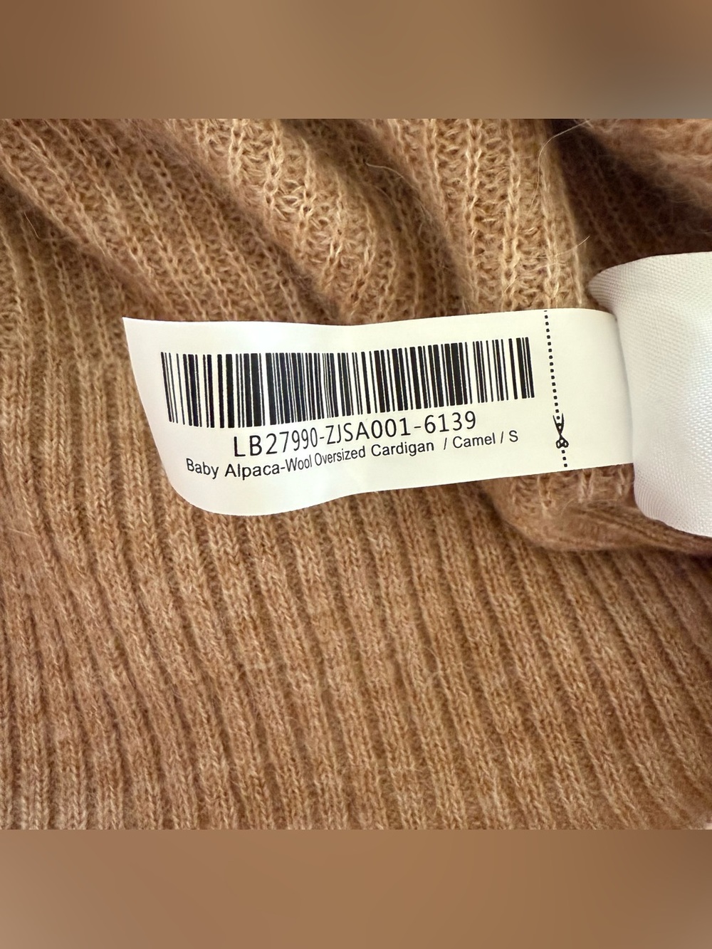 Quince Baby Alpaca/Wool Oversized Cardigan, Camel, Size S - Picture 10 of 10